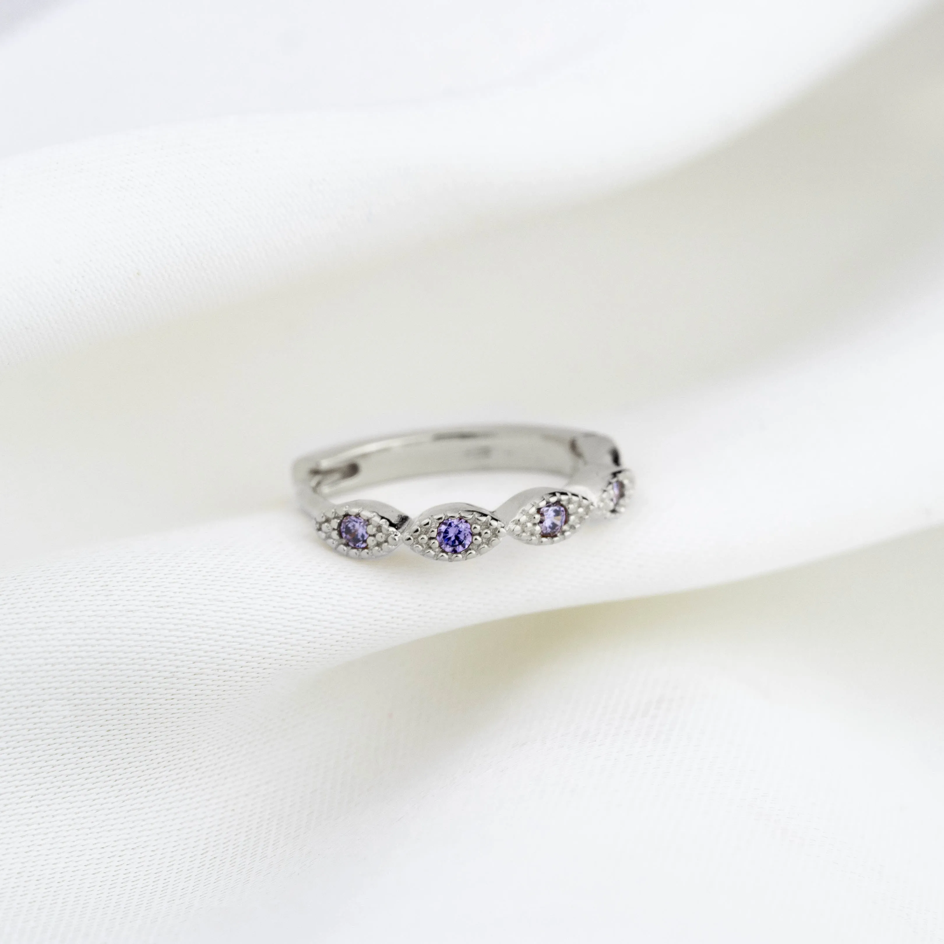 Silver Lilac Delicate Cubic Hoop