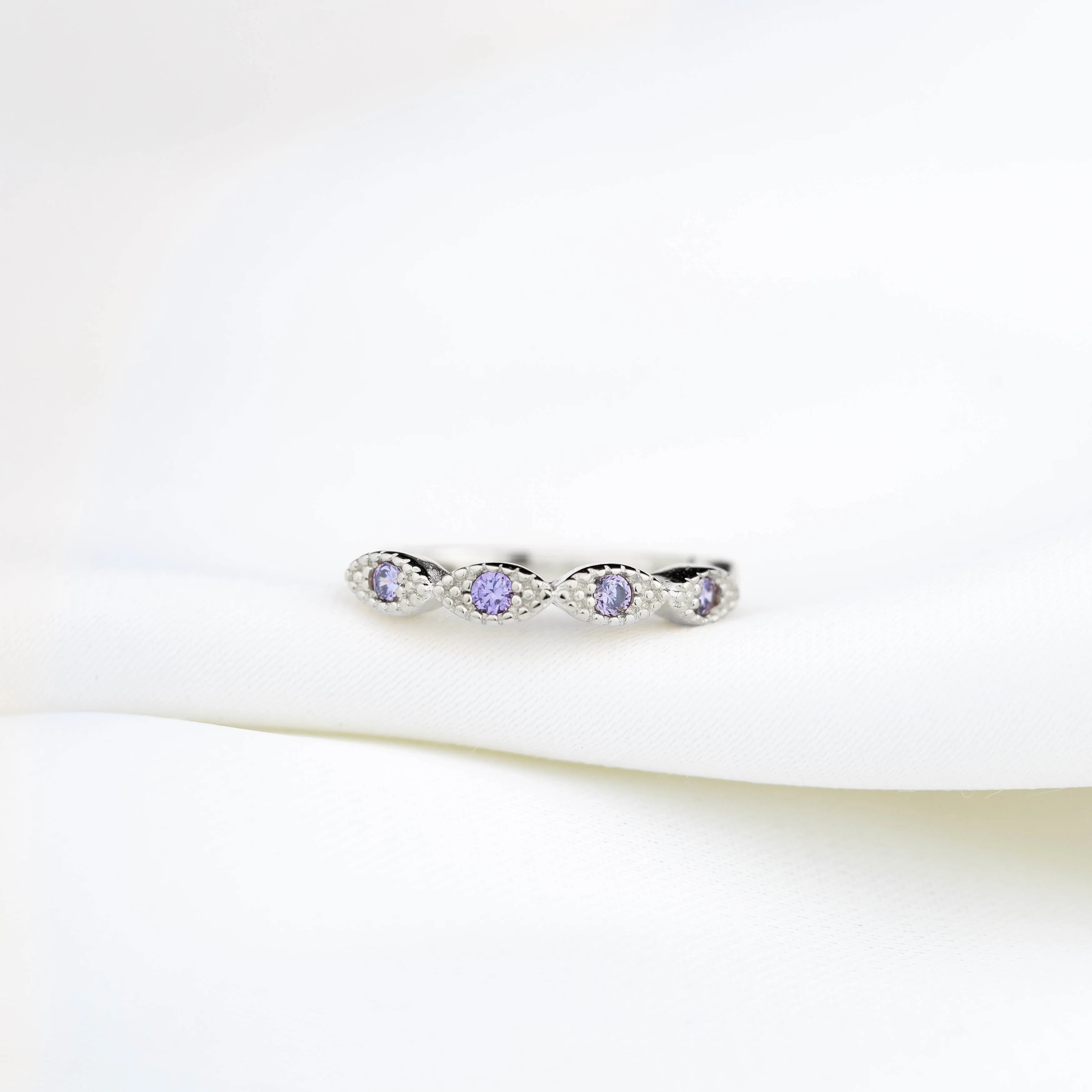 Silver Lilac Delicate Cubic Hoop