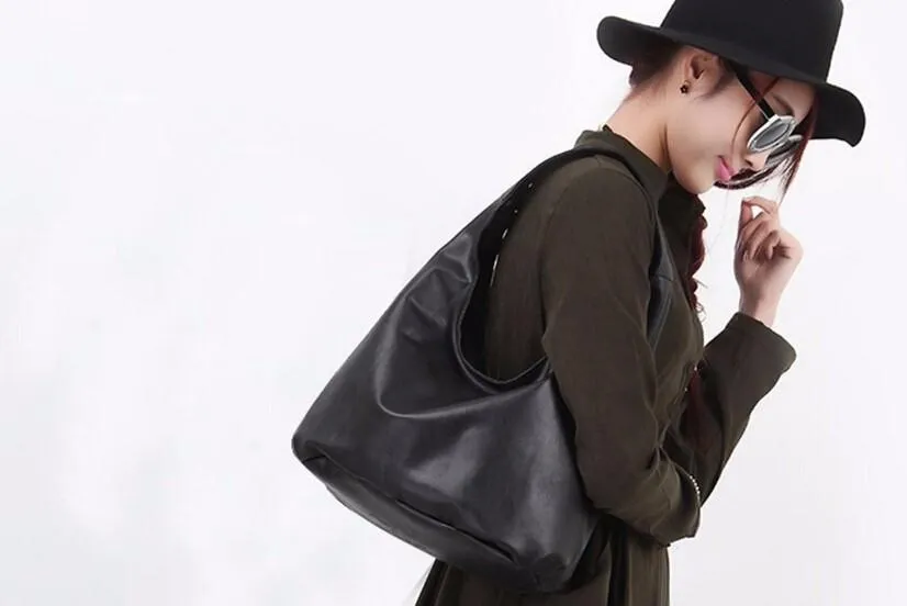 Simple Casual Elegant Black Hobo Shoulder Bag