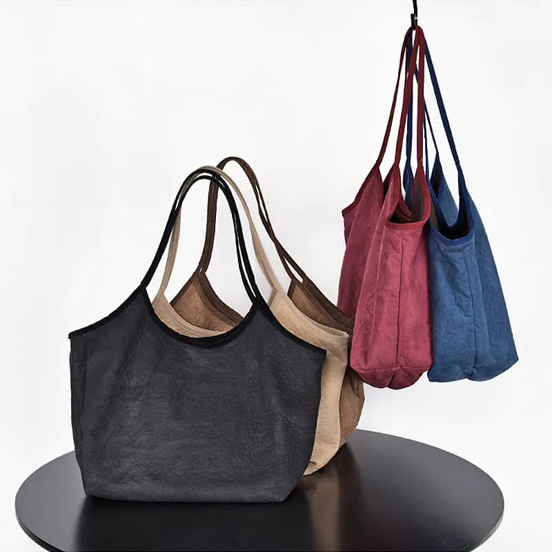 Simple casual Micro suede shoulder bag