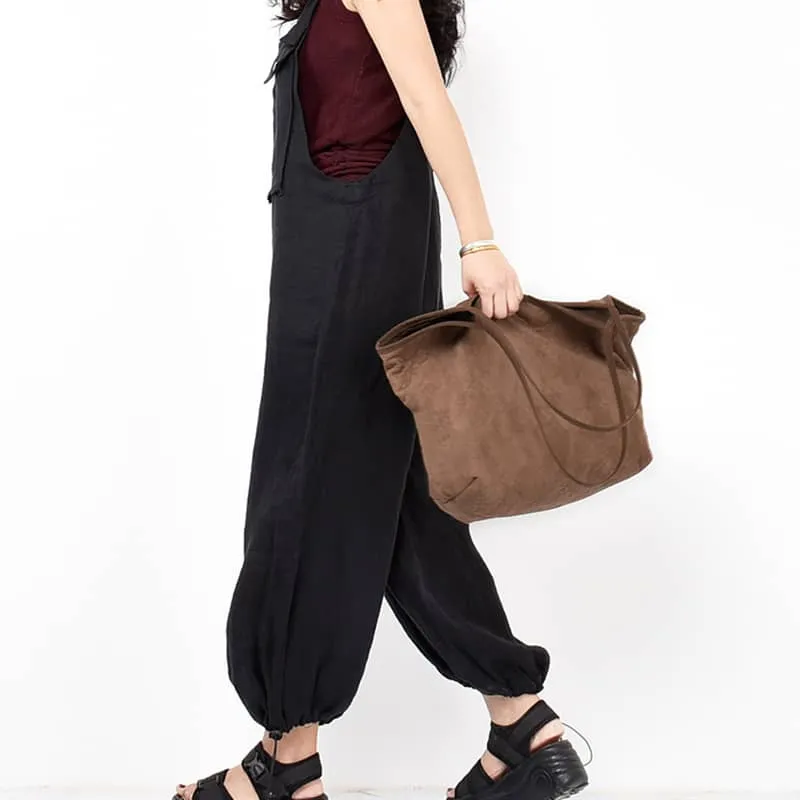 Simple casual Micro suede shoulder bag