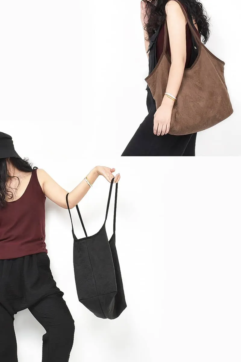 Simple casual Micro suede shoulder bag