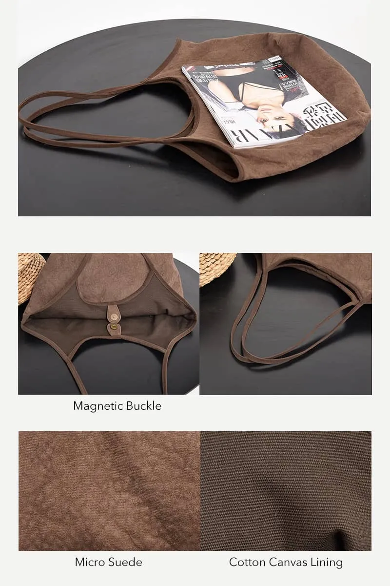 Simple casual Micro suede shoulder bag