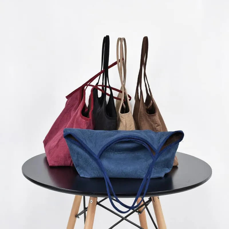 Simple casual Micro suede shoulder bag