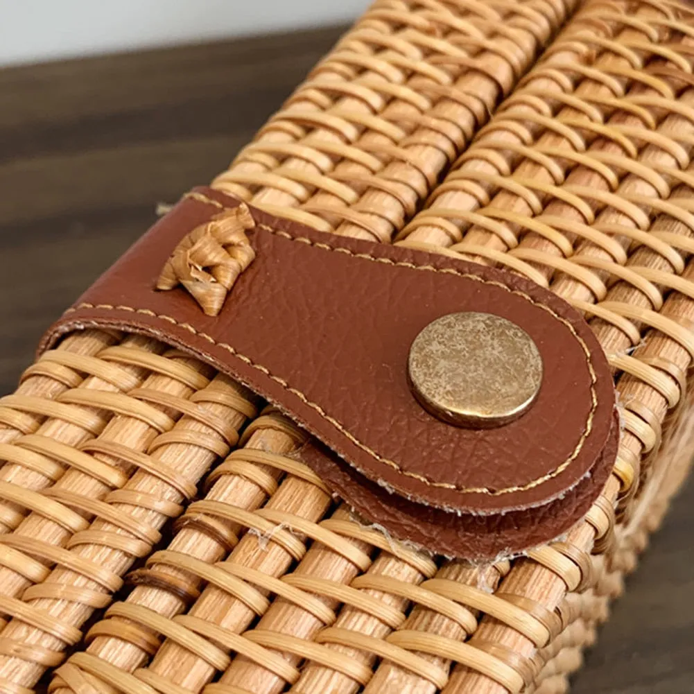 Square - Classic Handwoven Adjustable Strap Rattan Large-Capacity Durable Handbags