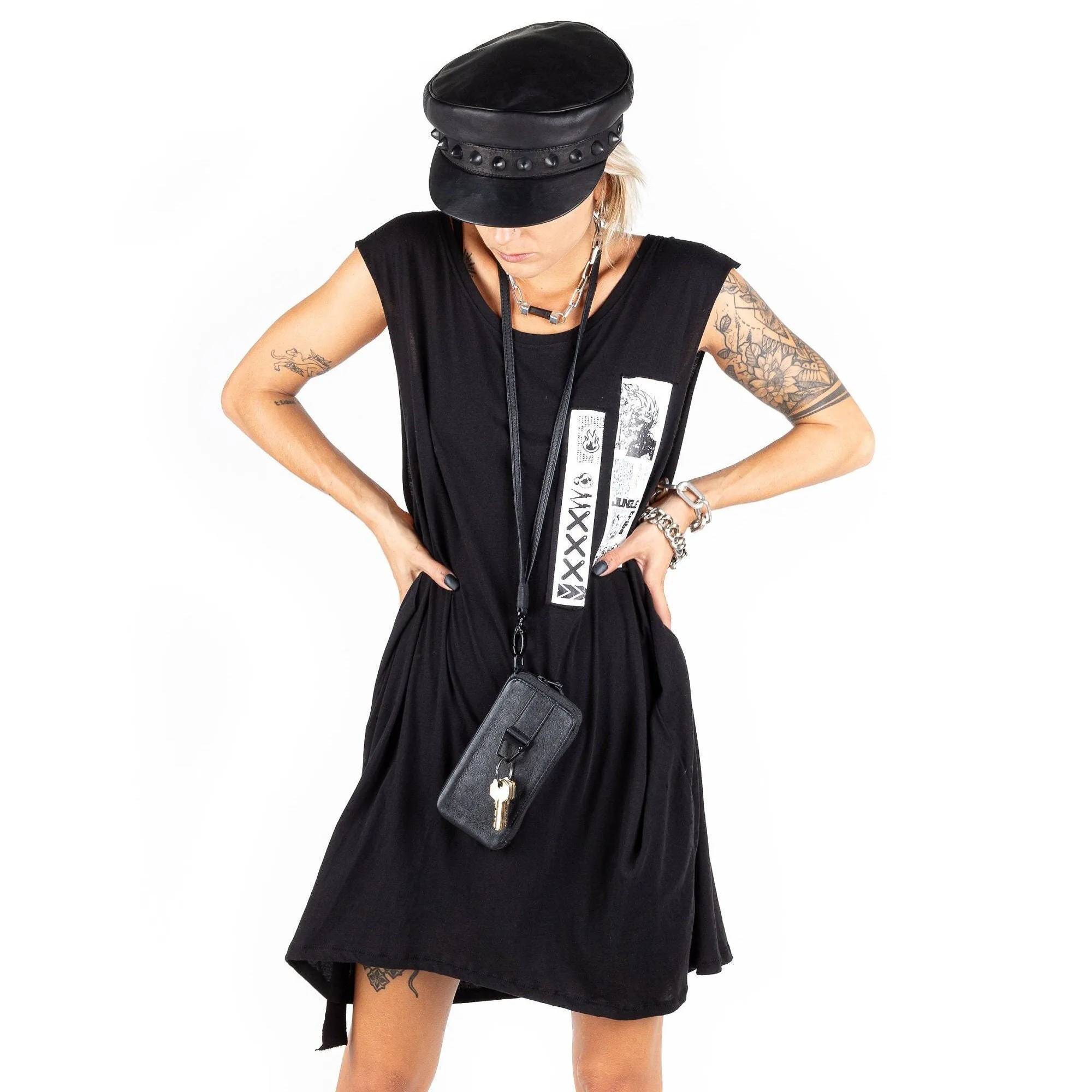 Static Black Leather Phone Case and Wallet