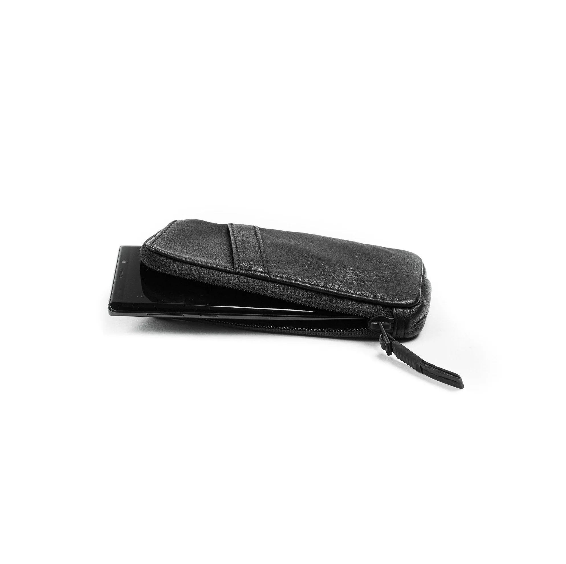 Static Black Leather Phone Case and Wallet