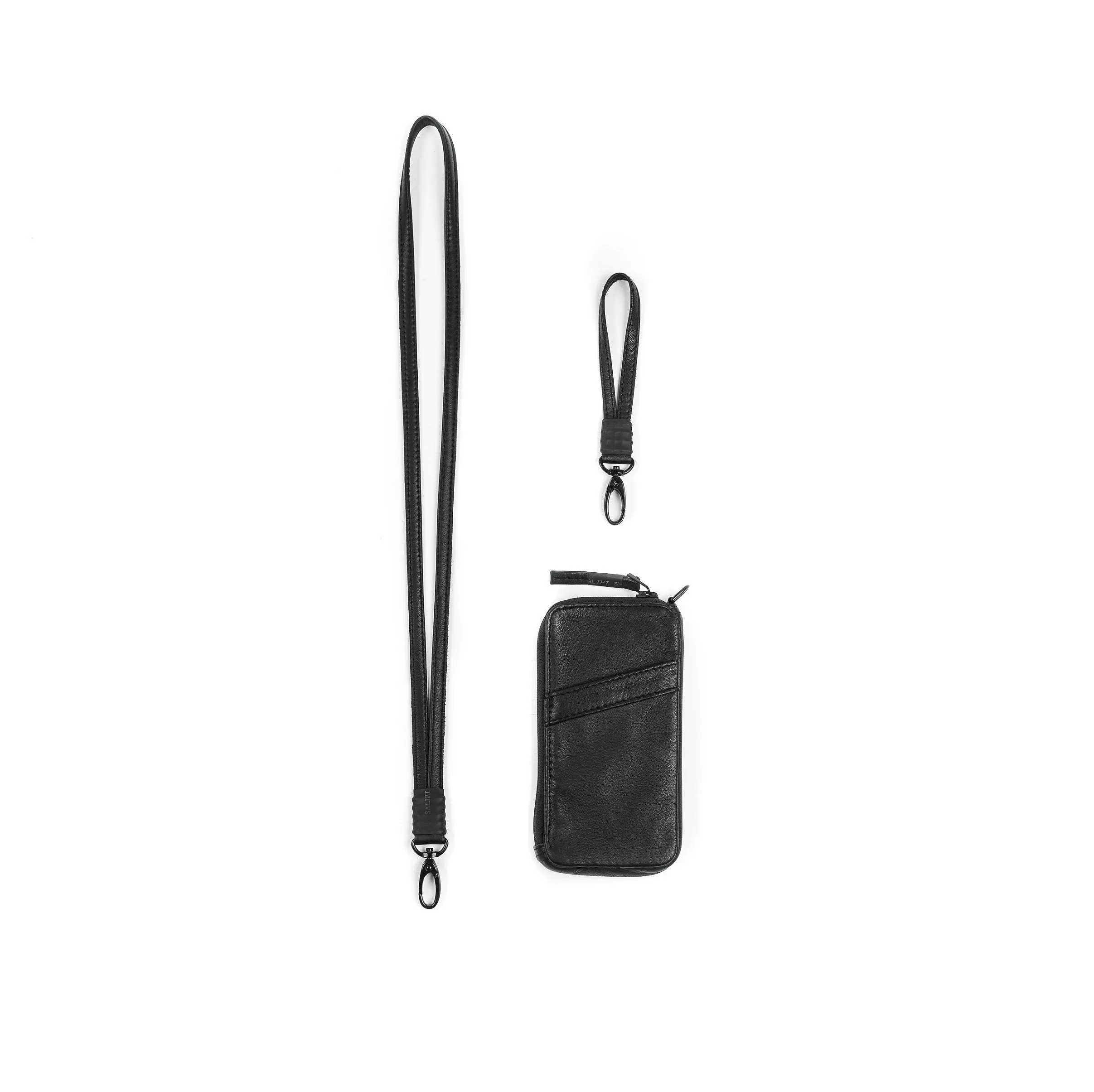 Static Black Leather Phone Case and Wallet