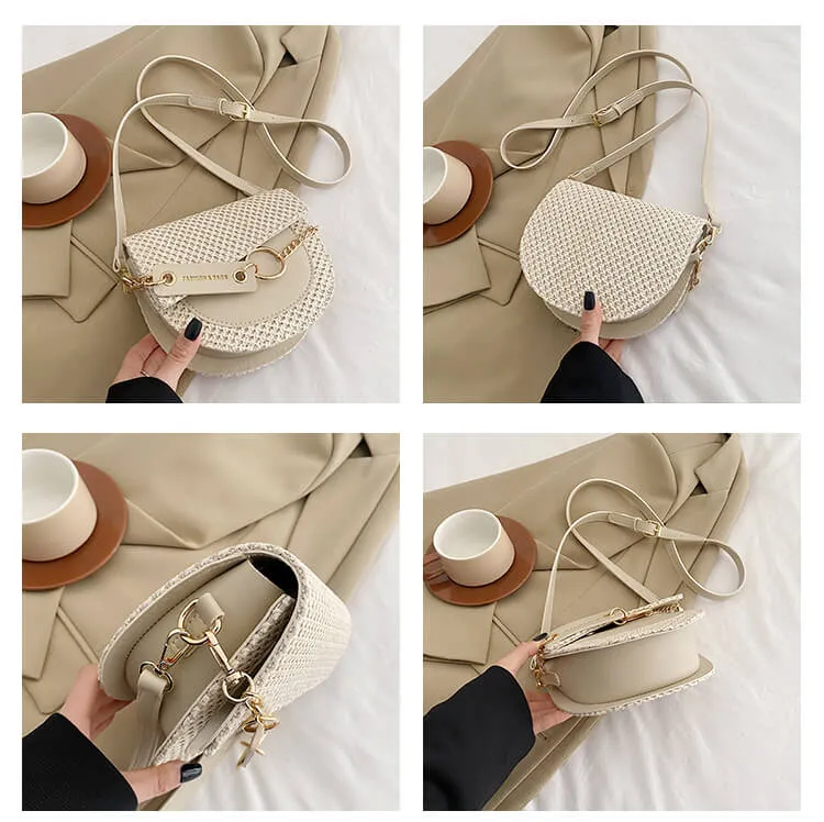 Straw And Leather Crossbody Bag-Showtown