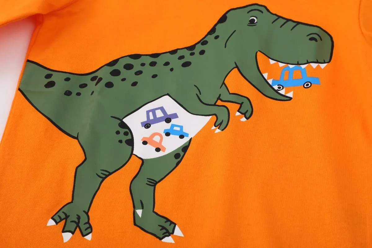 Toddler Boy's Dinosaur Print Orange T-shirt