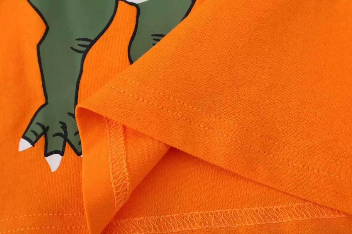 Toddler Boy's Dinosaur Print Orange T-shirt