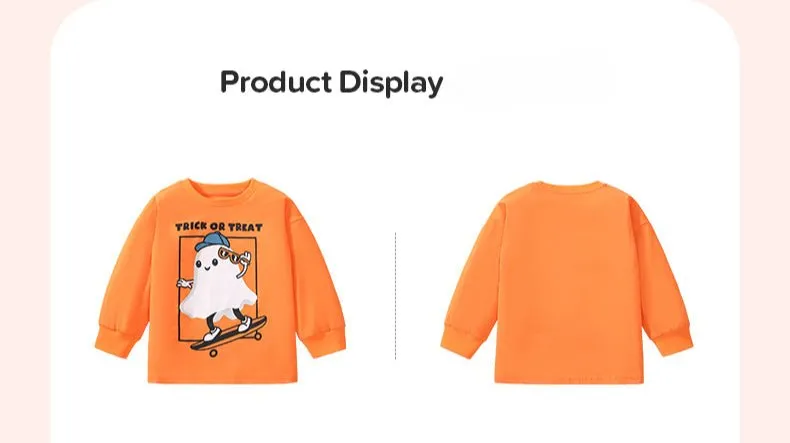 Toddler/Kid Boy Skateboard Ghost "Trick or Treat" Print Long Sleeve Shirt