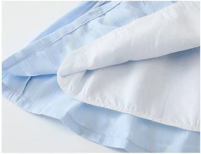 Toddler/Kid Girl's Blue Cotton Dress with Hairband Set
