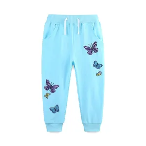 Toddler/Kid Girl's Butterflies Design Blue Pants