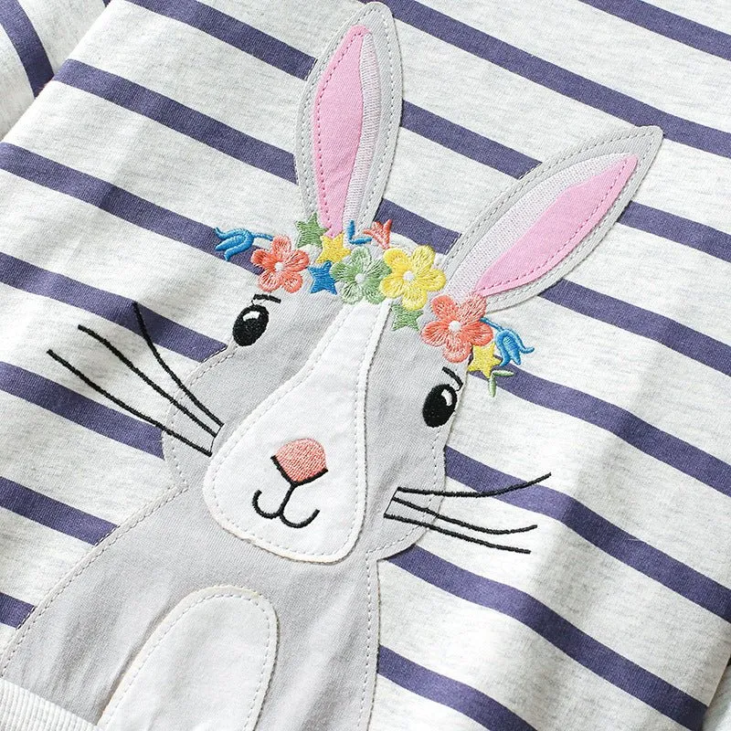 Toddler/Kid Girl's Cartoon Bunny Design Sweatshirt with Leggings Set