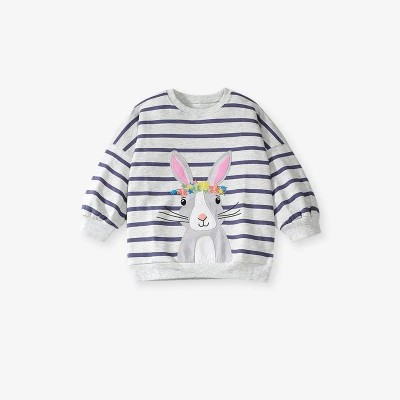 Toddler/Kid Girl's Cartoon Bunny Design Sweatshirt with Leggings Set