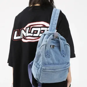 UAKISS  -  Denim Canvas Female Backpack College Student School Bag For Teenager Girls Vintage Women Kawaii Backpack Ladies Travel Book Bag