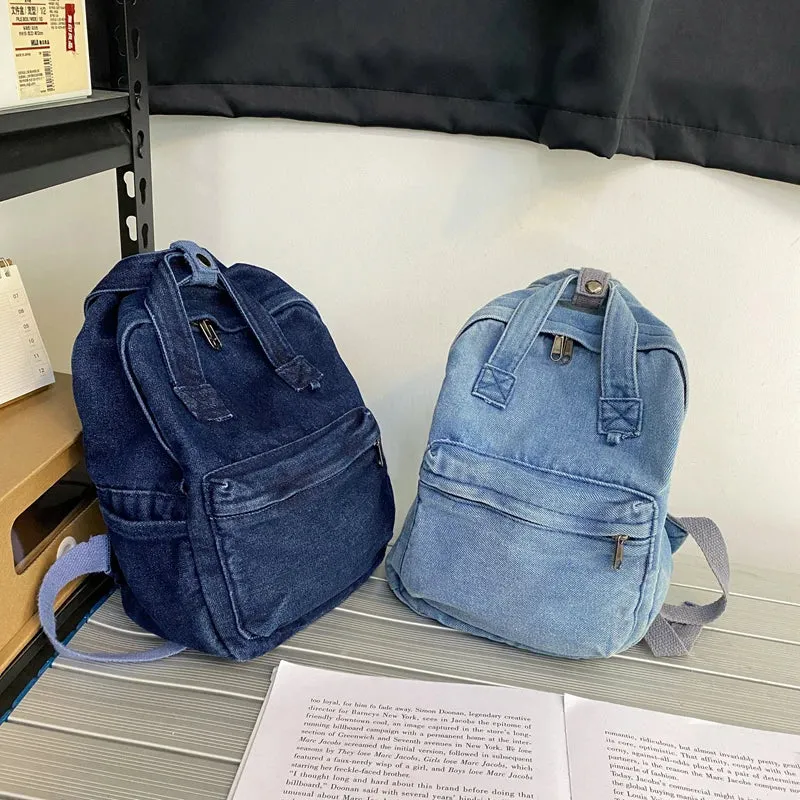 UAKISS  -  Denim Canvas Female Backpack College Student School Bag For Teenager Girls Vintage Women Kawaii Backpack Ladies Travel Book Bag