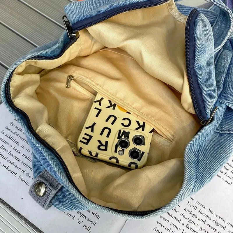 UAKISS  -  Denim Canvas Female Backpack College Student School Bag For Teenager Girls Vintage Women Kawaii Backpack Ladies Travel Book Bag