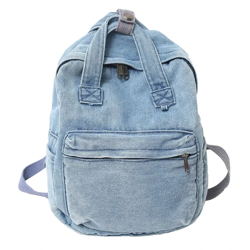 UAKISS  -  Denim Canvas Female Backpack College Student School Bag For Teenager Girls Vintage Women Kawaii Backpack Ladies Travel Book Bag