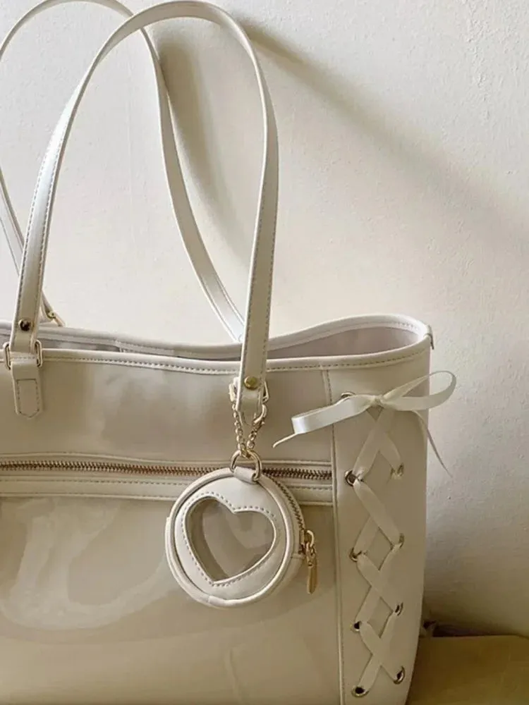 UAKISS  -  Japanese White Transparent Lolita Women Shoulder Handbag All Match Handbag Itabag Designer Bag