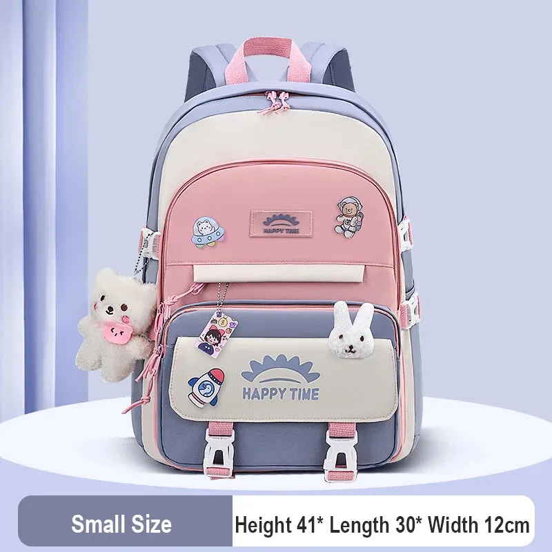 UAKISS  -  Large Capacity Cute Women Multi-Pocket Nylon Backpack Ins Junior High School Student School Bag Female Girl Backpack Laptop Book