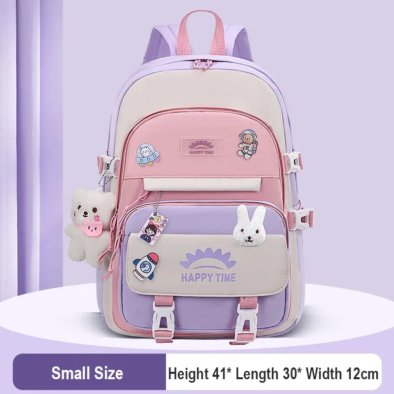 UAKISS  -  Large Capacity Cute Women Multi-Pocket Nylon Backpack Ins Junior High School Student School Bag Female Girl Backpack Laptop Book