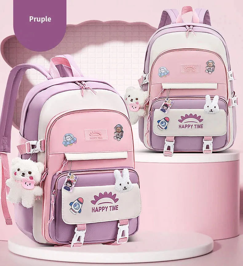 UAKISS  -  Large Capacity Cute Women Multi-Pocket Nylon Backpack Ins Junior High School Student School Bag Female Girl Backpack Laptop Book
