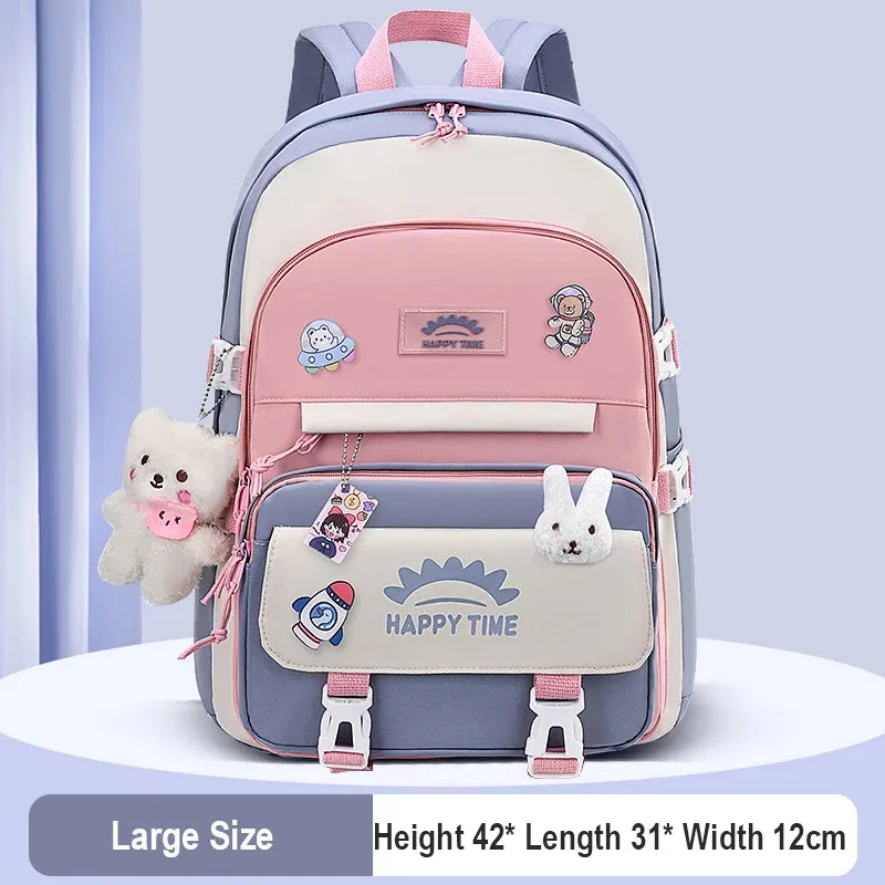 UAKISS  -  Large Capacity Cute Women Multi-Pocket Nylon Backpack Ins Junior High School Student School Bag Female Girl Backpack Laptop Book