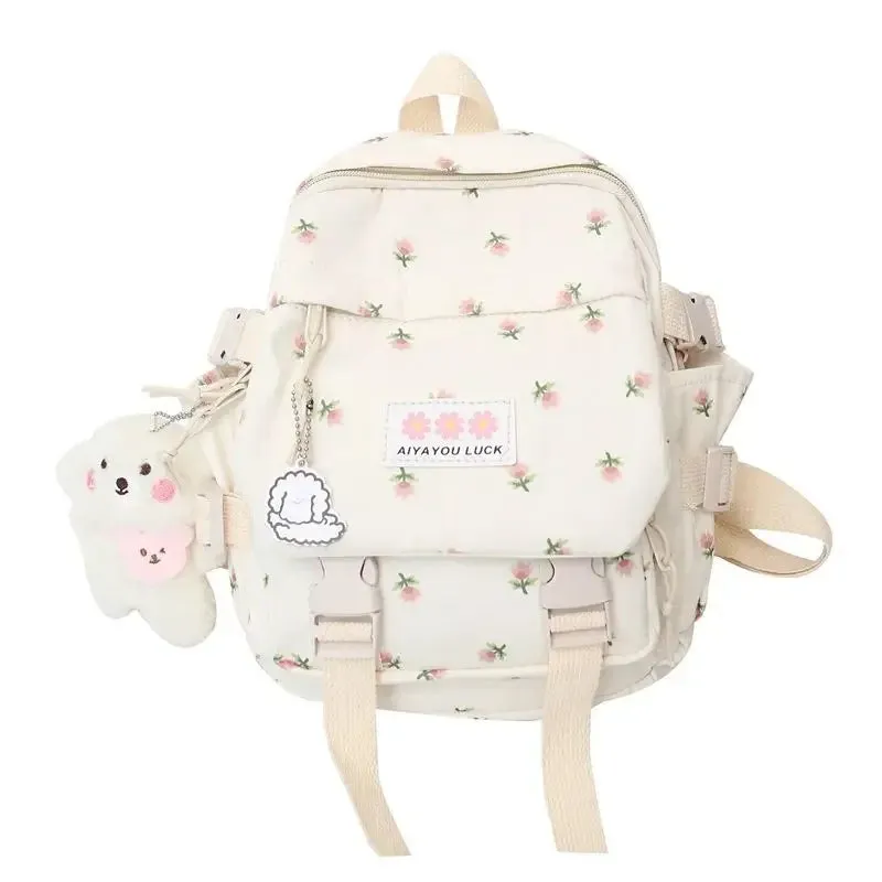 UAKISS  -  Mini Backpack for Women 2024 New Small Floral Girls Student Backpack Nylon Waterproof Leisure Travel Backpack Mochila Mujer
