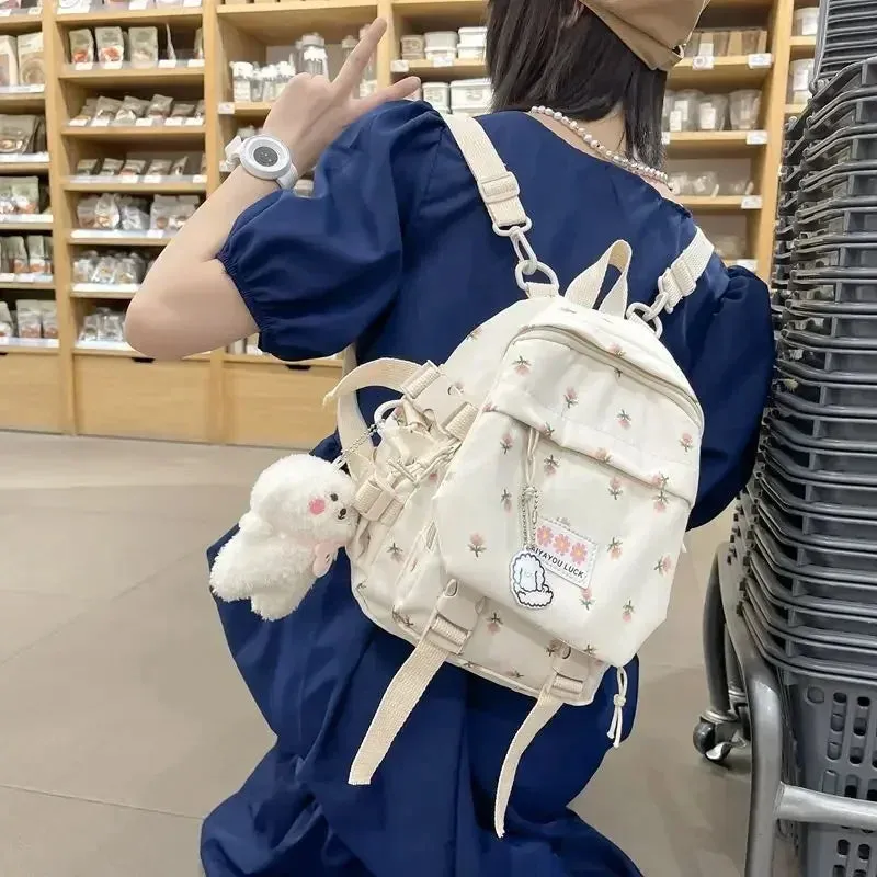 UAKISS  -  Mini Backpack for Women 2024 New Small Floral Girls Student Backpack Nylon Waterproof Leisure Travel Backpack Mochila Mujer