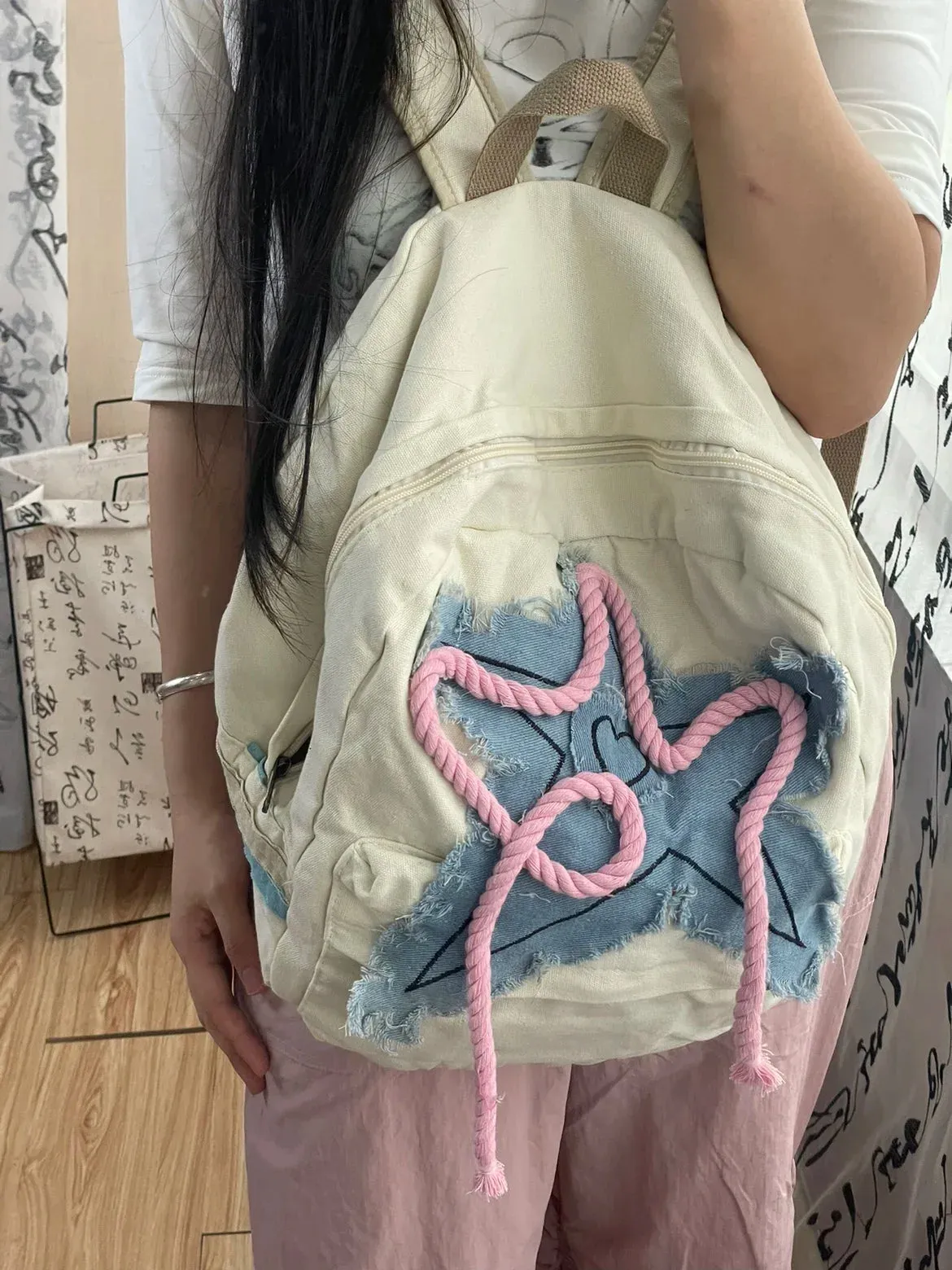 UAKISS  -  Retro Junior High School College Student Cowboy Backpack Men's and Women's Backpacks Student Causal Bags