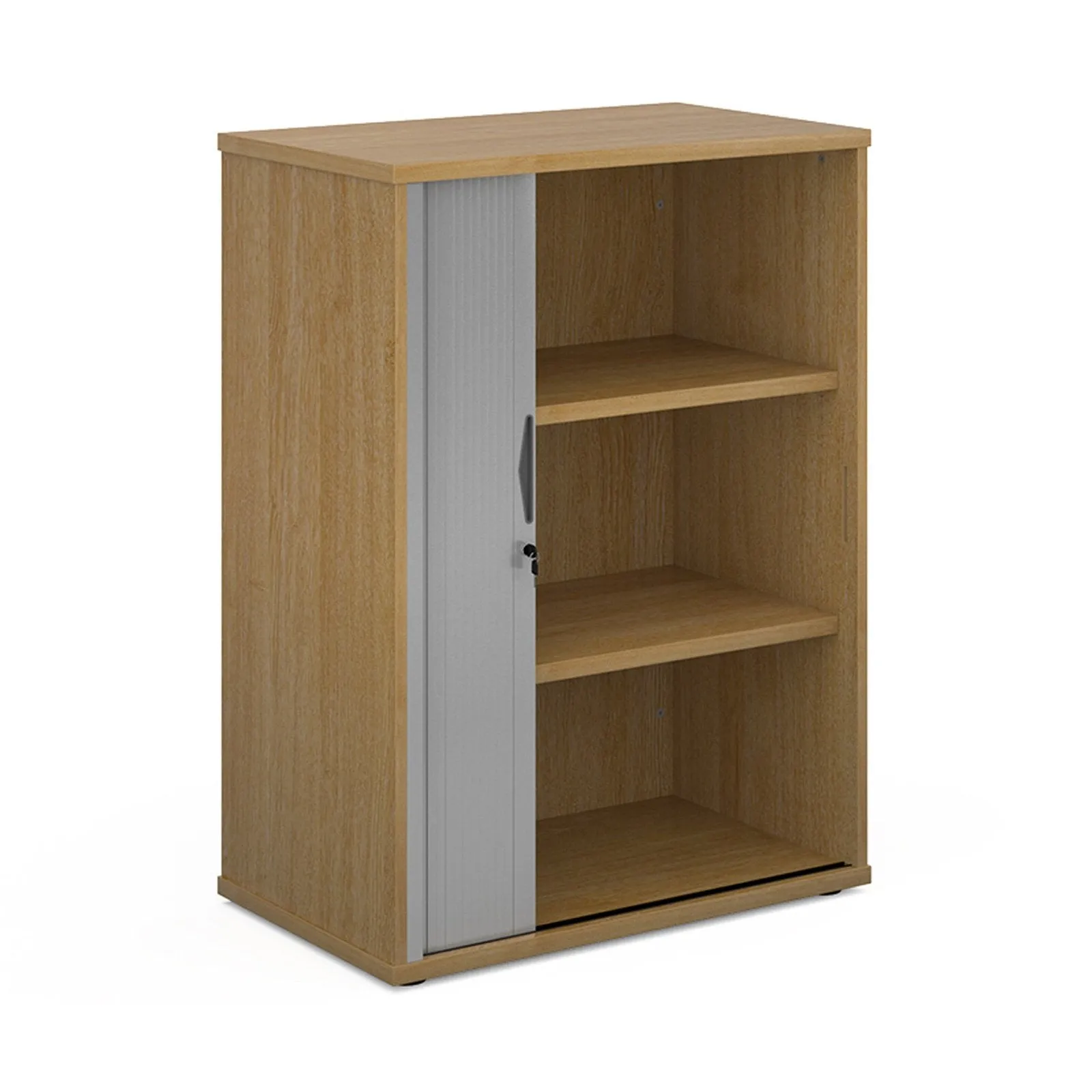 Universal single door tambour cupboard with silver door