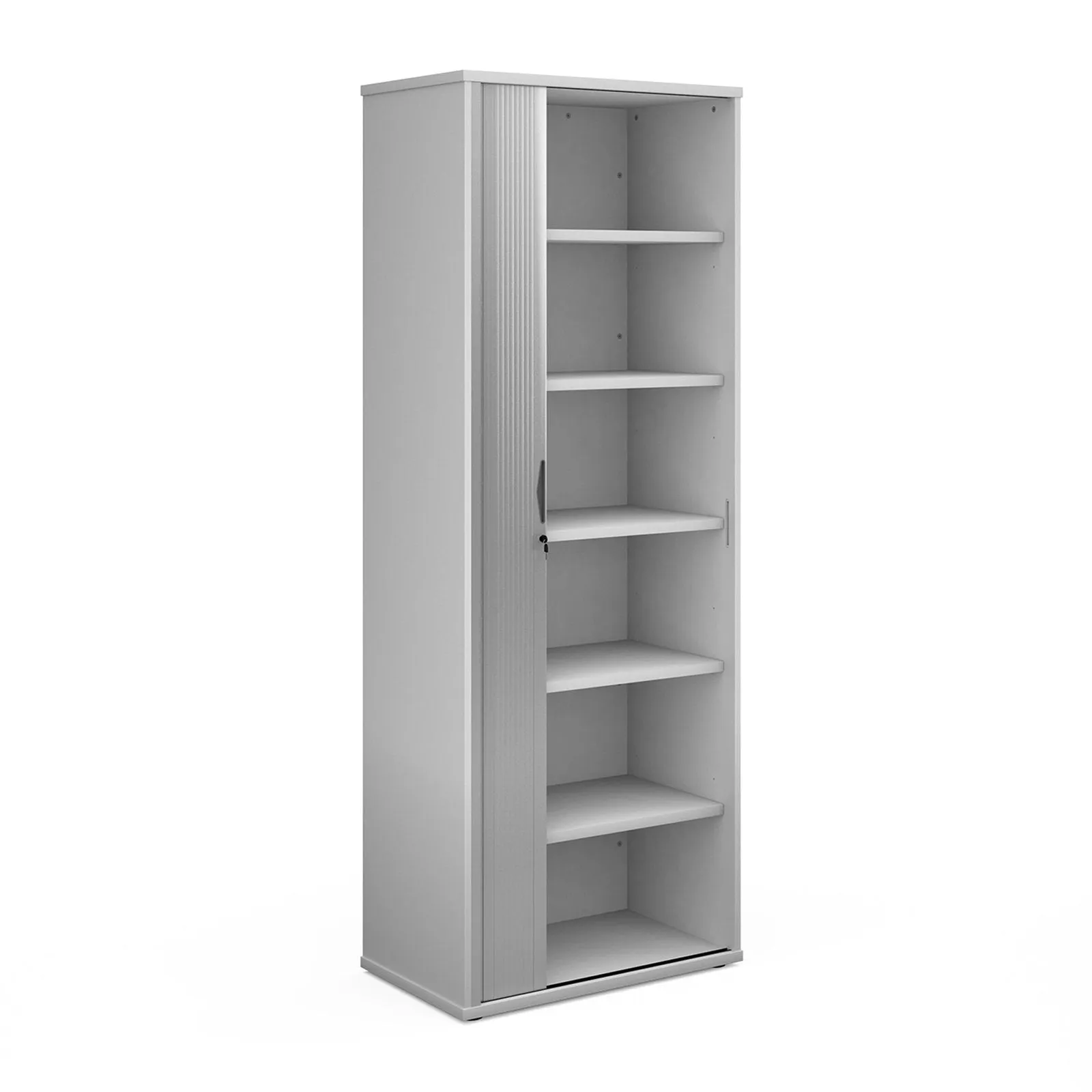 Universal single door tambour cupboard with silver door