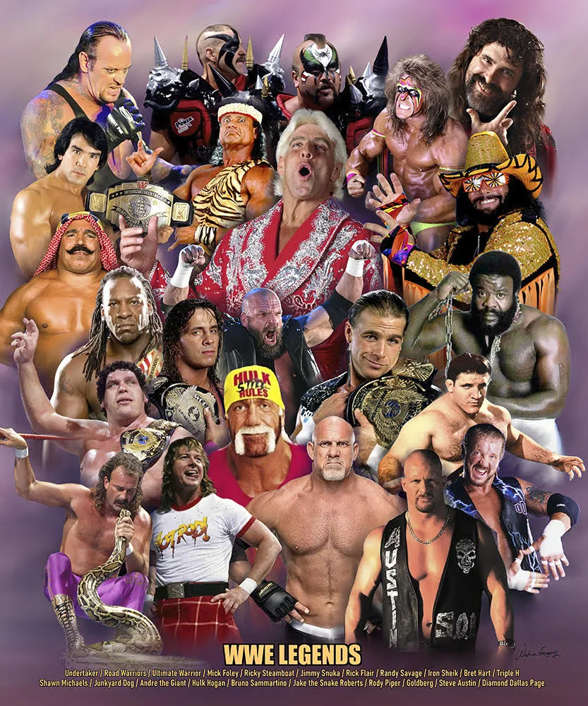 WWE WWF World Wrestling Legends (22 Greats) Premium Poster Print - Wishum Gregory